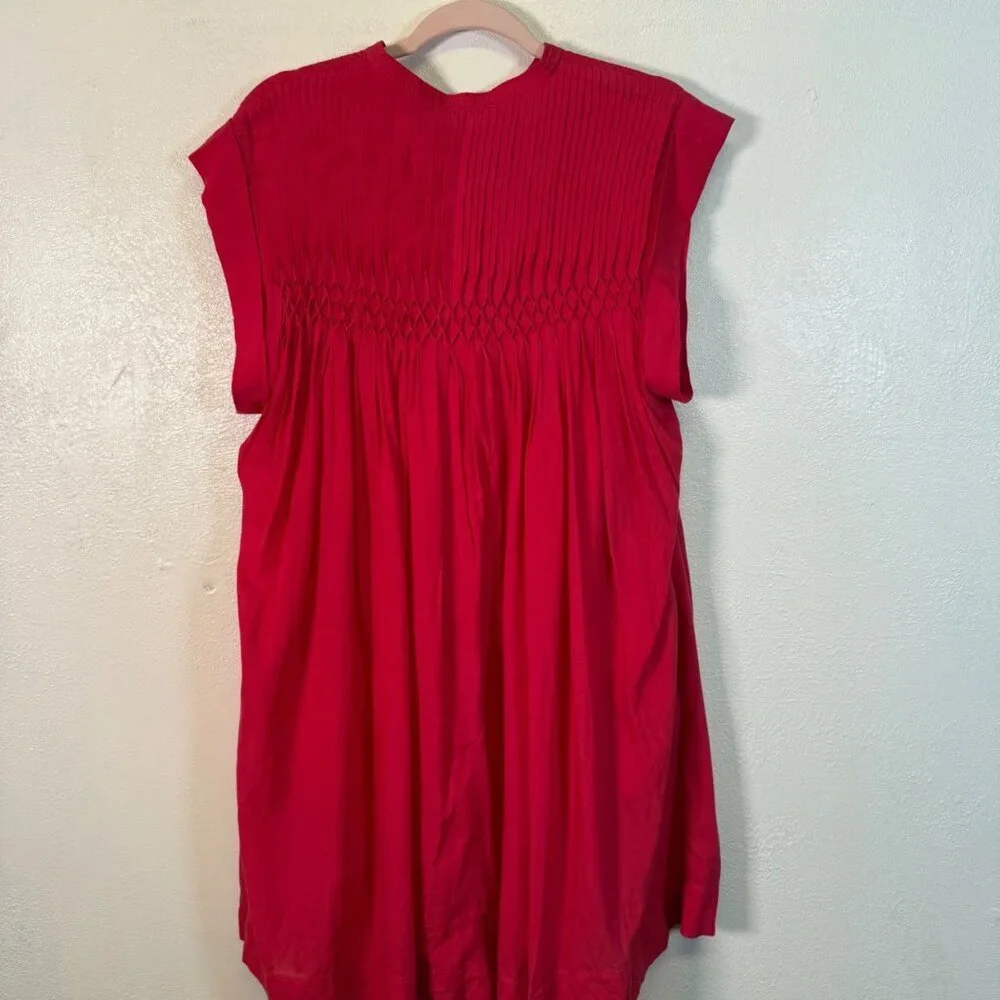 NWT Madewell Embroidered Donna Pleated Mini Dress Watermelon sz medium Pockets - Picture 4 of 16